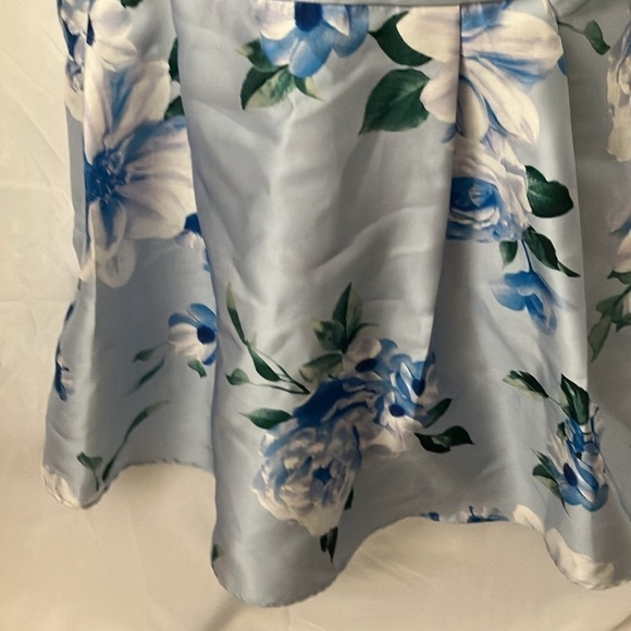 Sequin Hearts: Blue/White Flower Dress- Open Back with zipper back- tulle hem- 9 - Picture 8 of 16